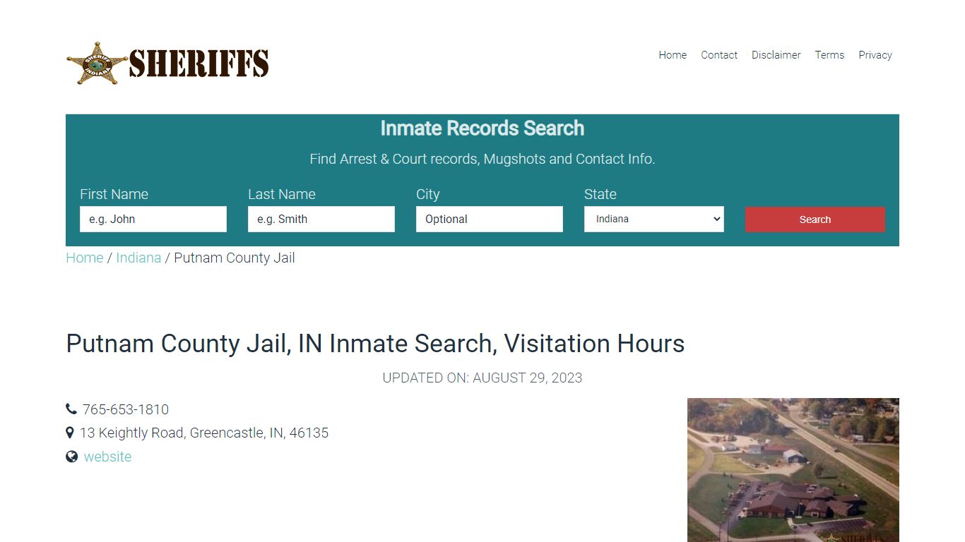 Putnam County Jail, IN Inmate Search, Visitation Hours